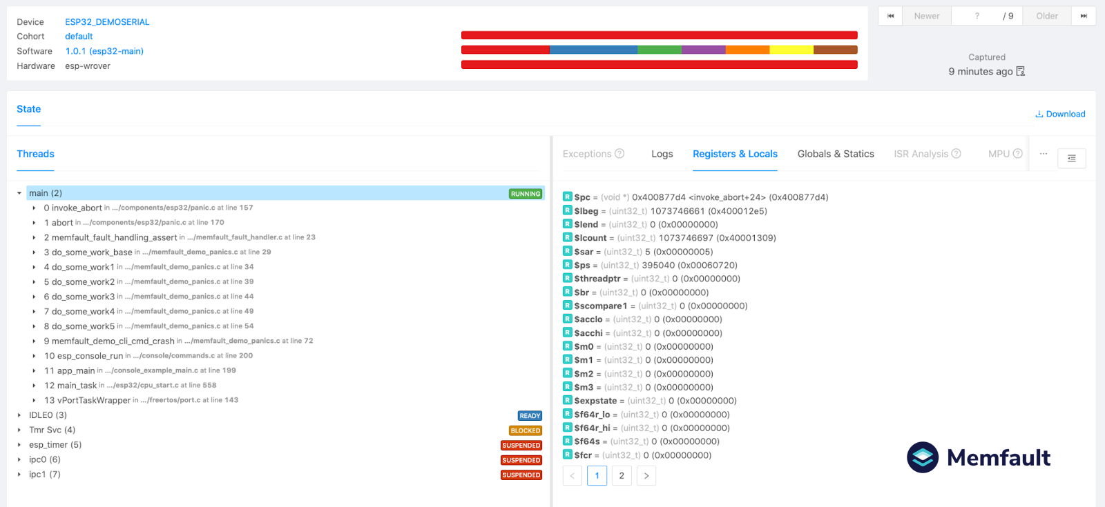 Coredump Collection - Memfault