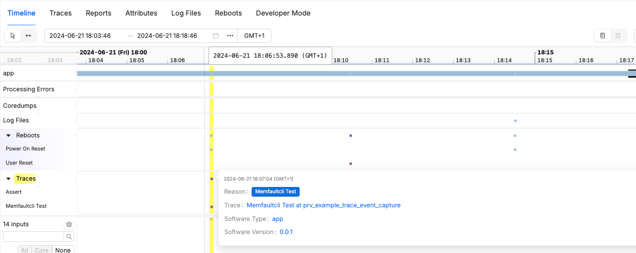 Device Timeline in Memfault