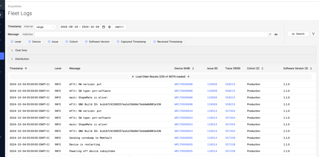 Log Management for Embedded Devices: View all logs collected from our fleet.